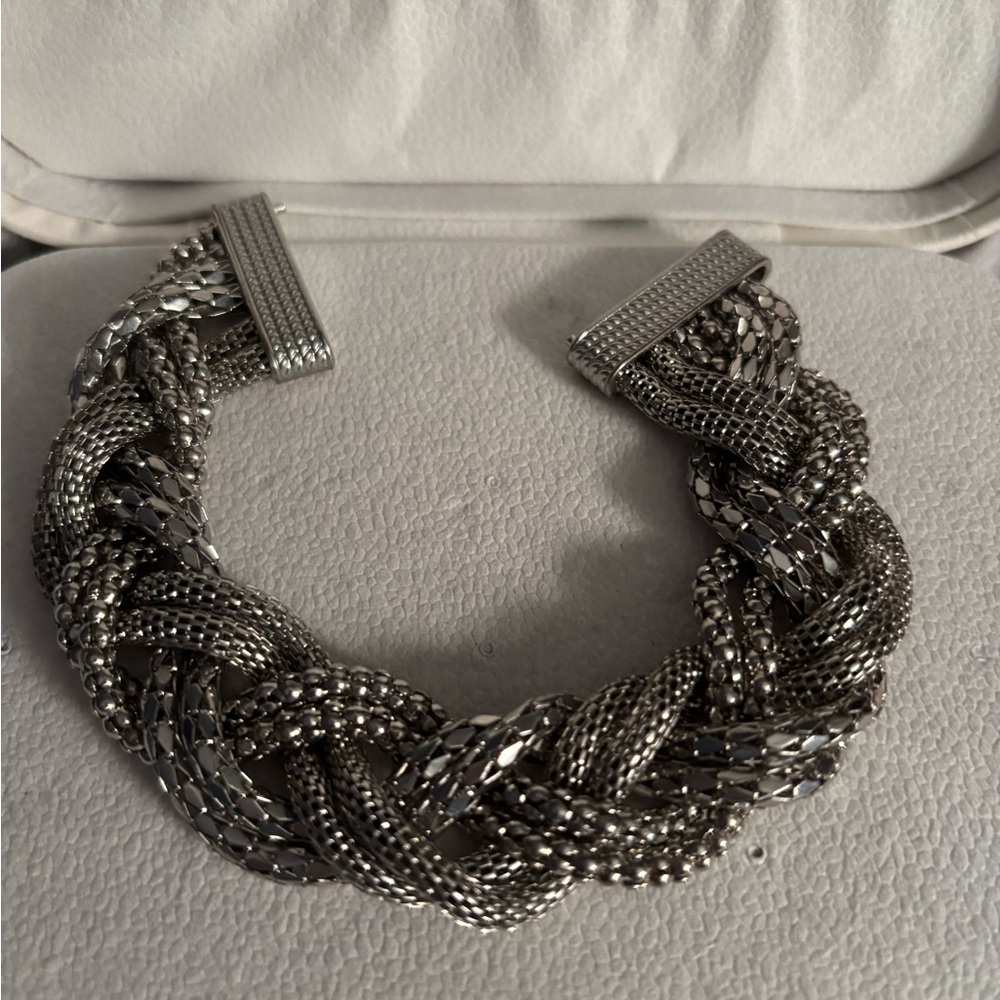 Elegant Silver Braided Bracelet